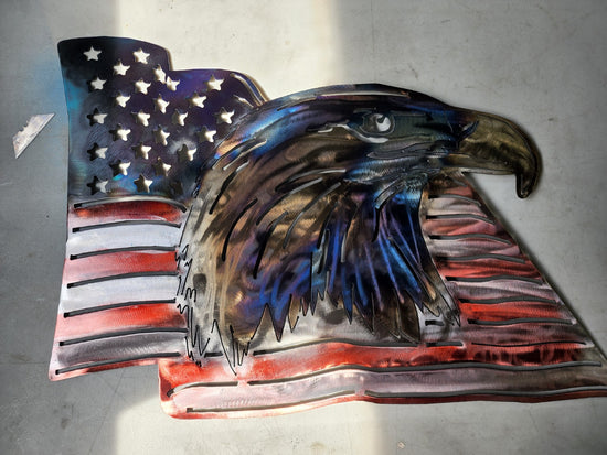 Custom American eagle and flag metal art made by JUST FAB IT